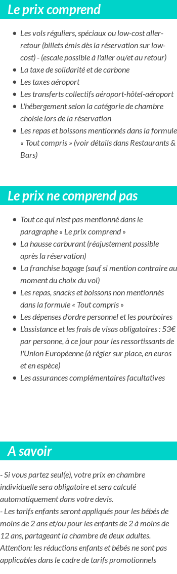 Conditions tarifaires