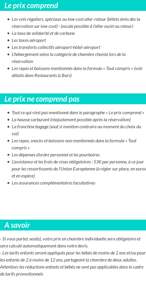 Conditions tarifaires