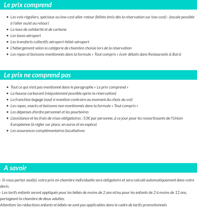 Conditions tarifaires