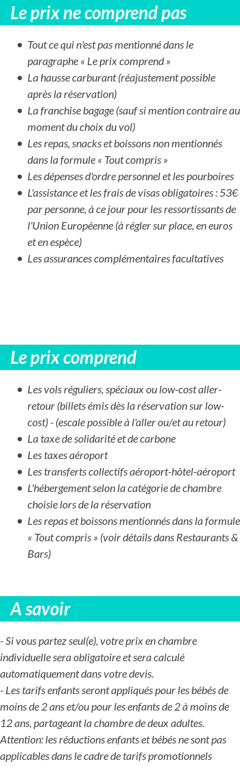 Conditions tarifaires