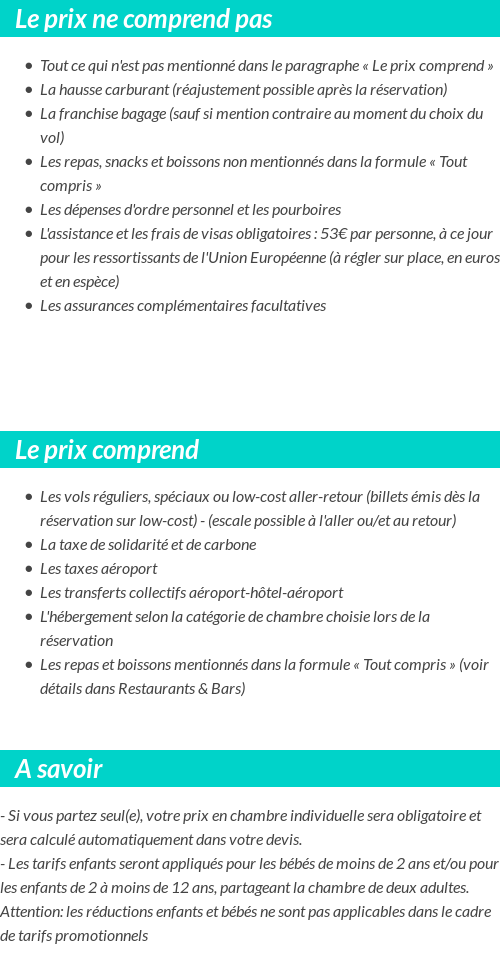 Conditions tarifaires