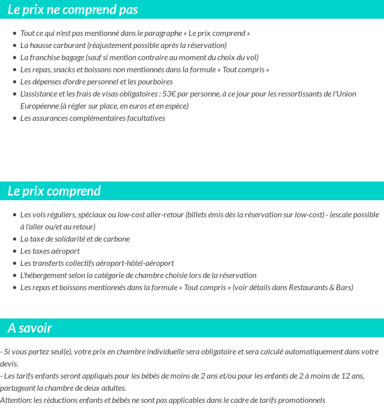 Conditions tarifaires