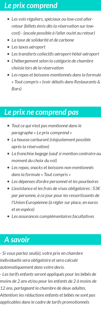 Conditions tarifaires