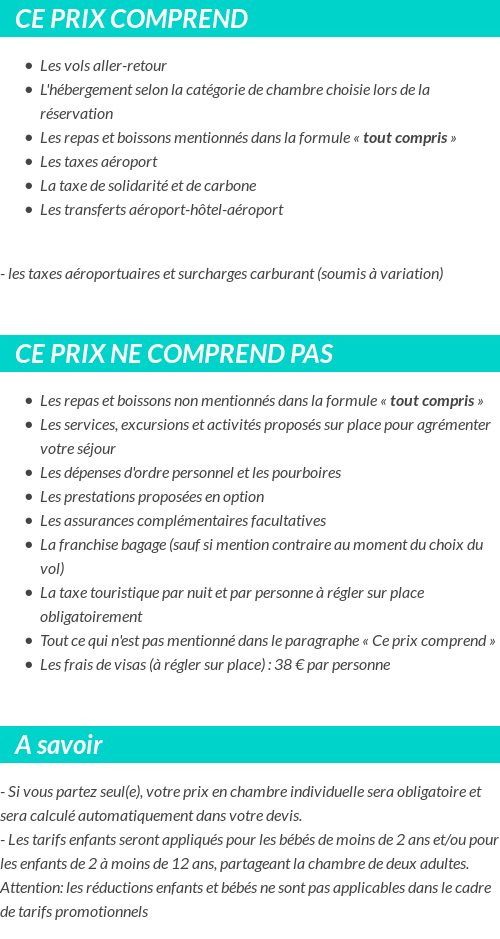 Conditions tarifaires