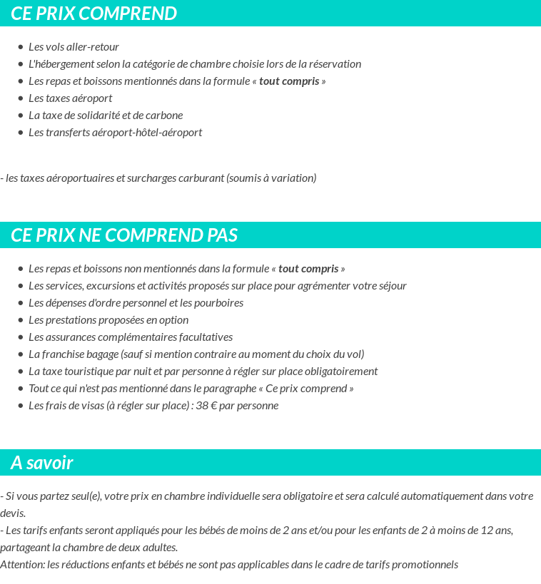 Conditions tarifaires