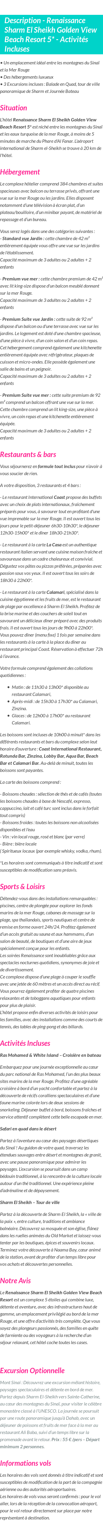 Détails du séjour