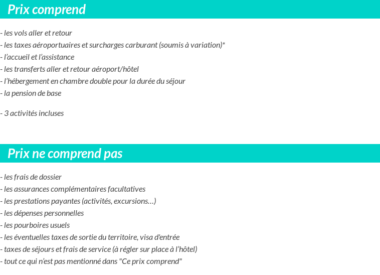 Conditions tarifaires