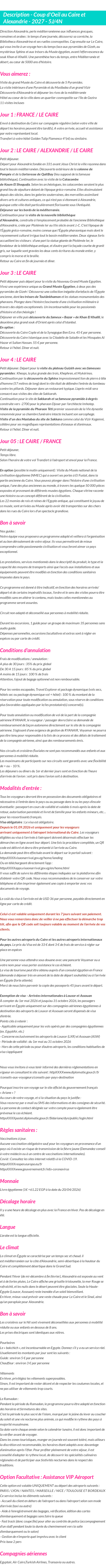 Détails du séjour