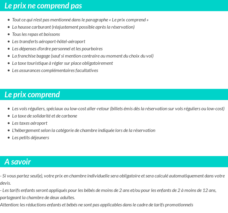 Conditions tarifaires