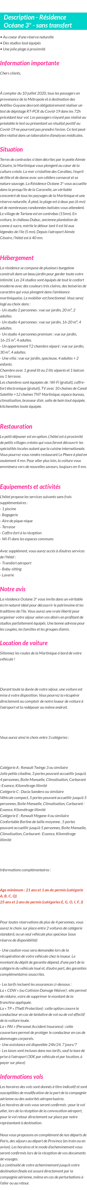 Détails du séjour