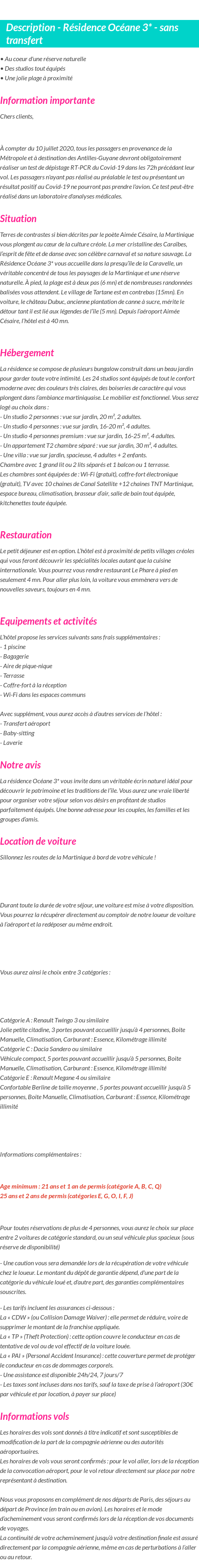 Détails du séjour