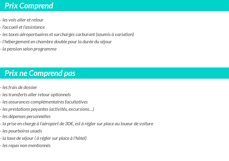Conditions tarifaires