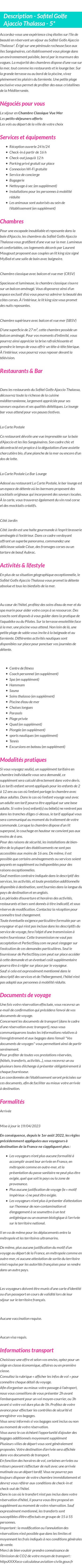 Détails du séjour