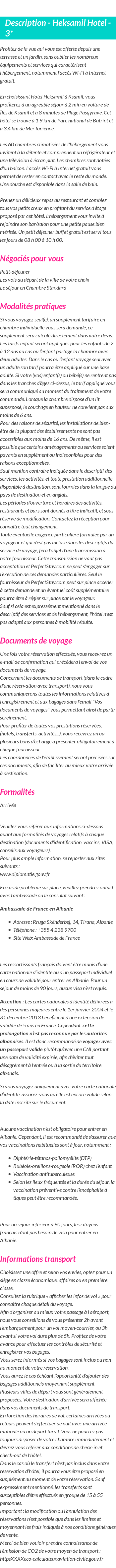 Détails du séjour