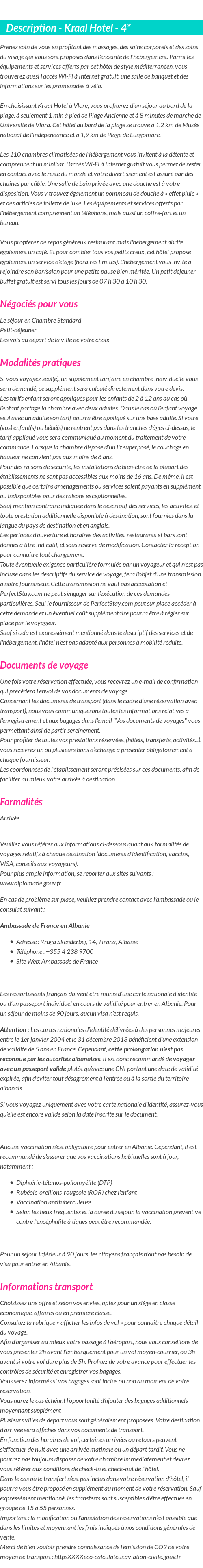 Détails du séjour