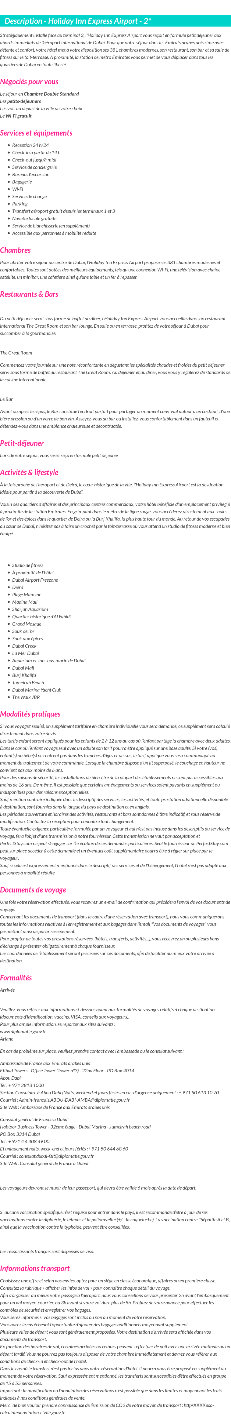 Détails du séjour
