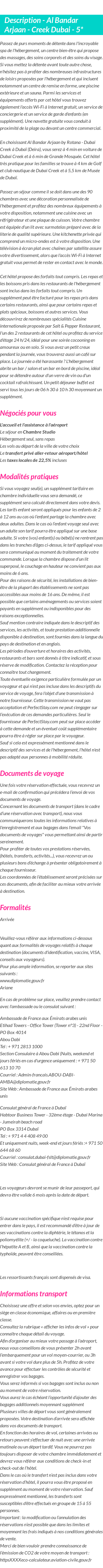 Détails du séjour