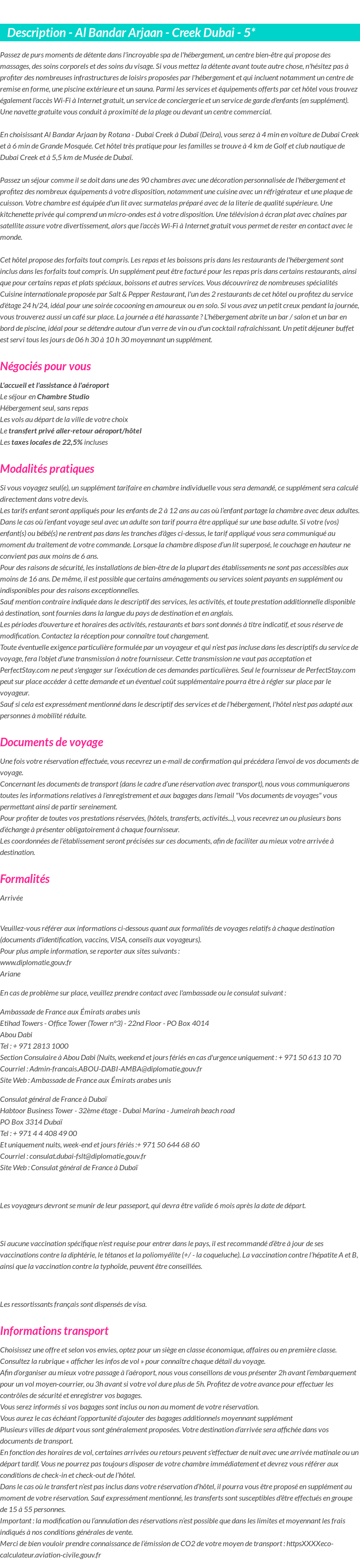 Détails du séjour