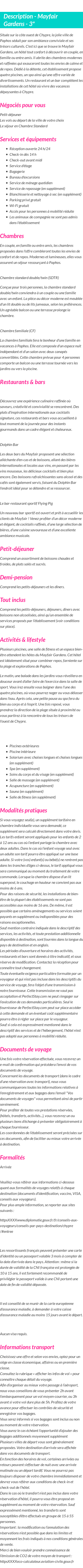 Détails du séjour