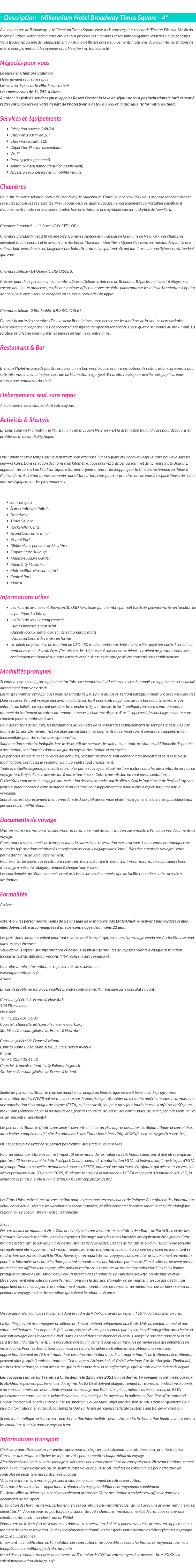 Détails du séjour