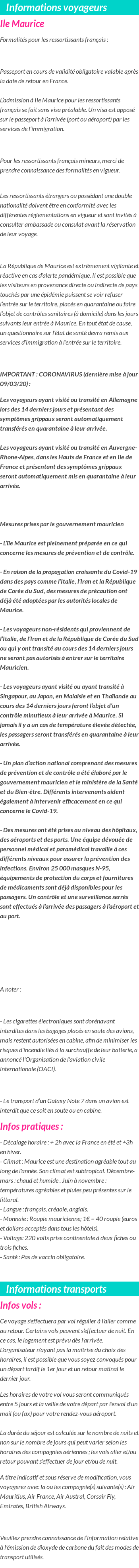 Formalités et infos voyageurs