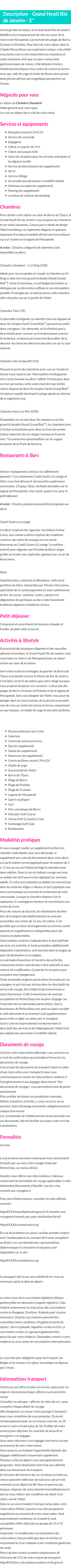 Détails du séjour