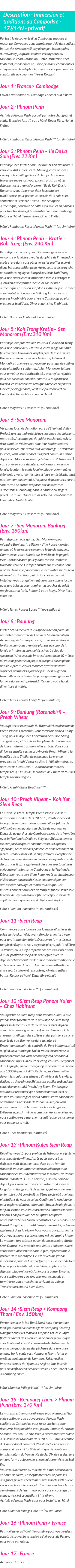 Détails du séjour