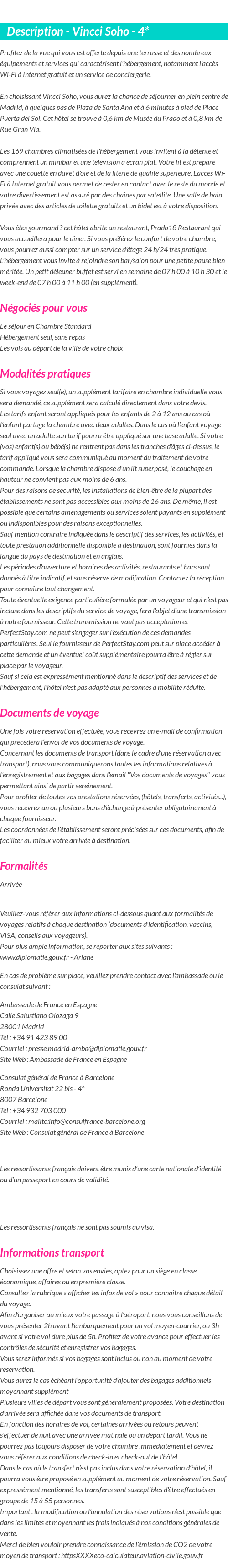 Détails du séjour