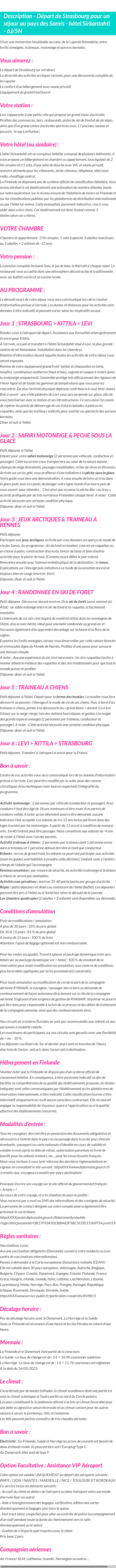 Détails du séjour