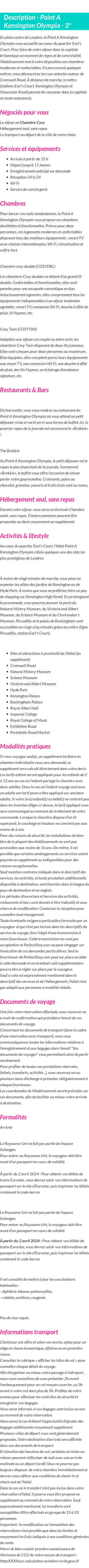 Détails du séjour