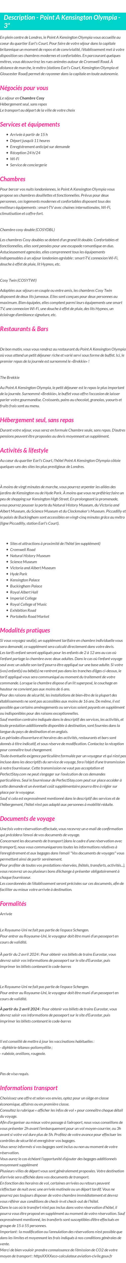 Détails du séjour