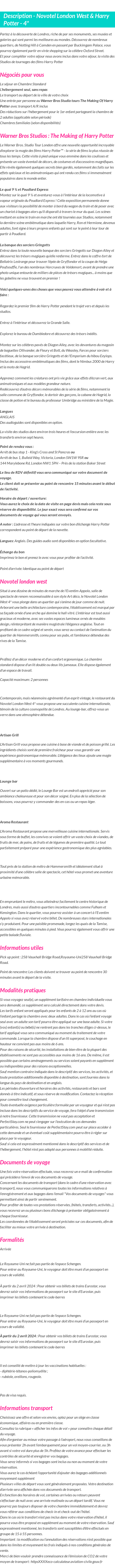 Détails du séjour