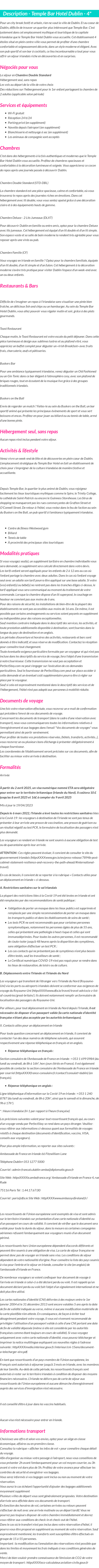 Détails du séjour