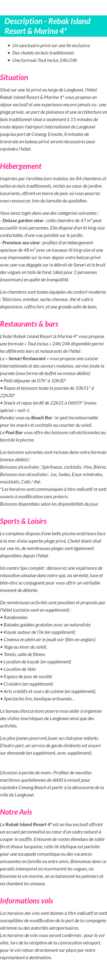 Détails du séjour