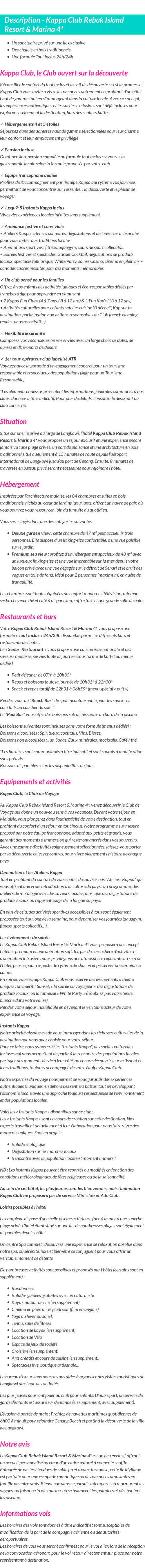 Détails du séjour