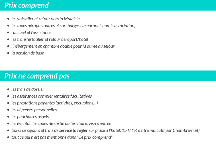 Conditions tarifaires