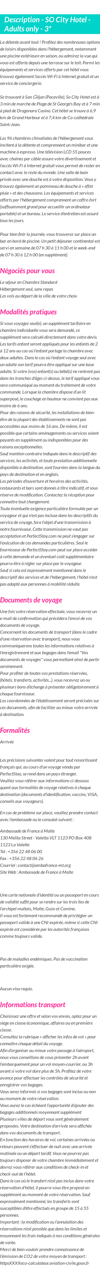 Détails du séjour