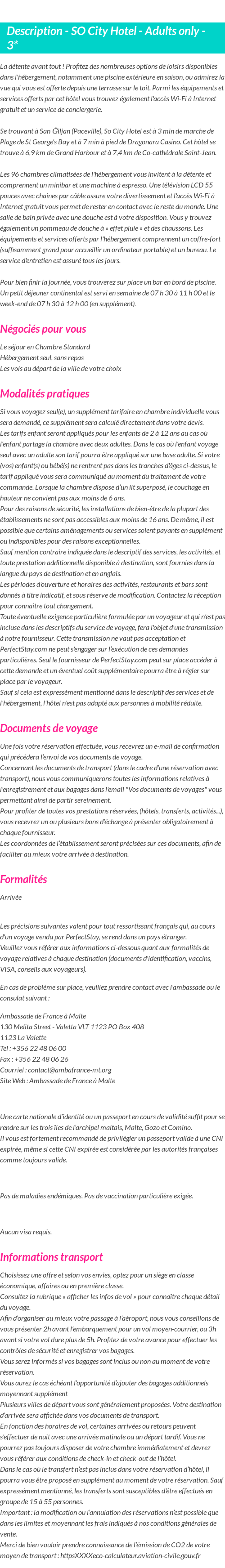 Détails du séjour