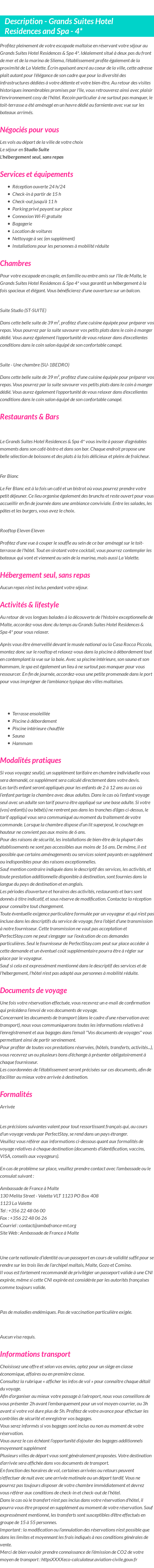 Détails du séjour