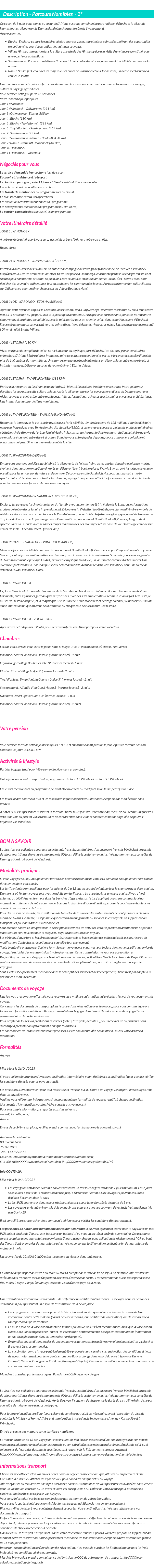 Détails du séjour