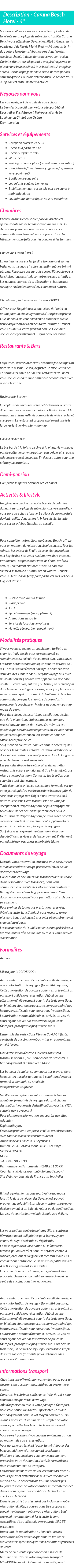 Détails du séjour