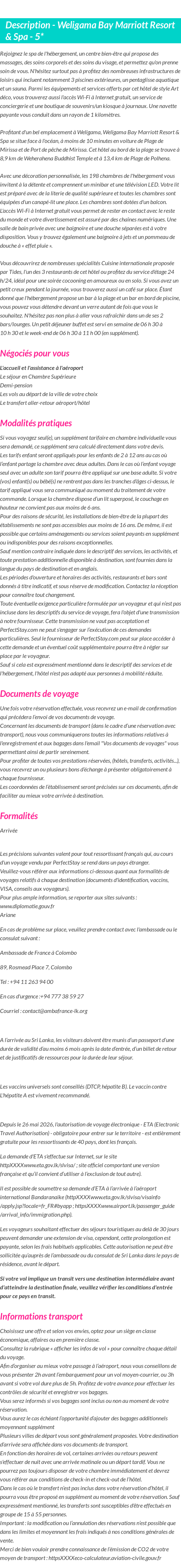 Détails du séjour