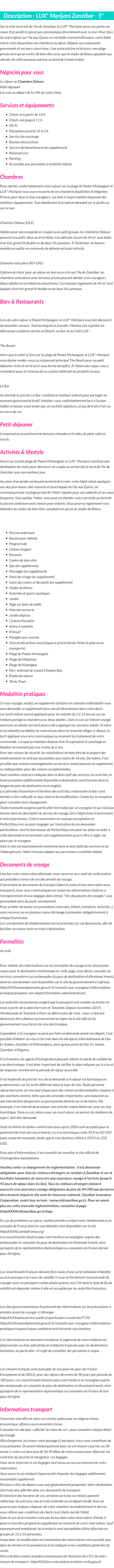 Détails du séjour