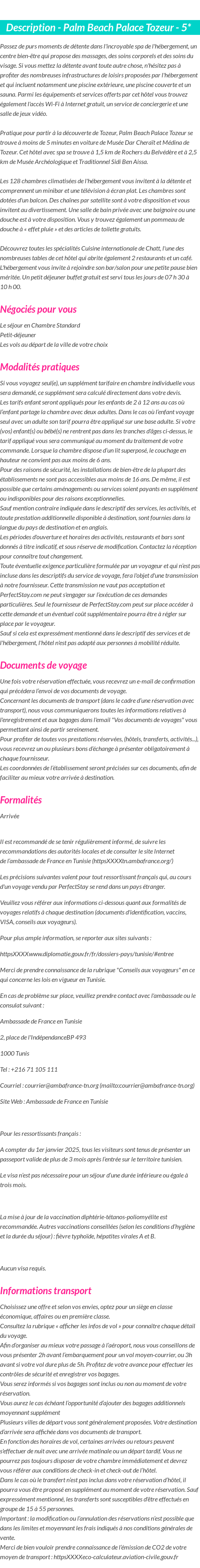Détails du séjour