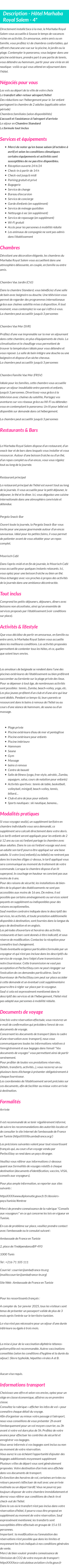 Détails du séjour