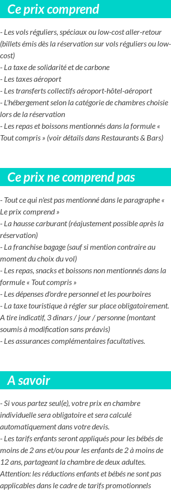Conditions tarifaires