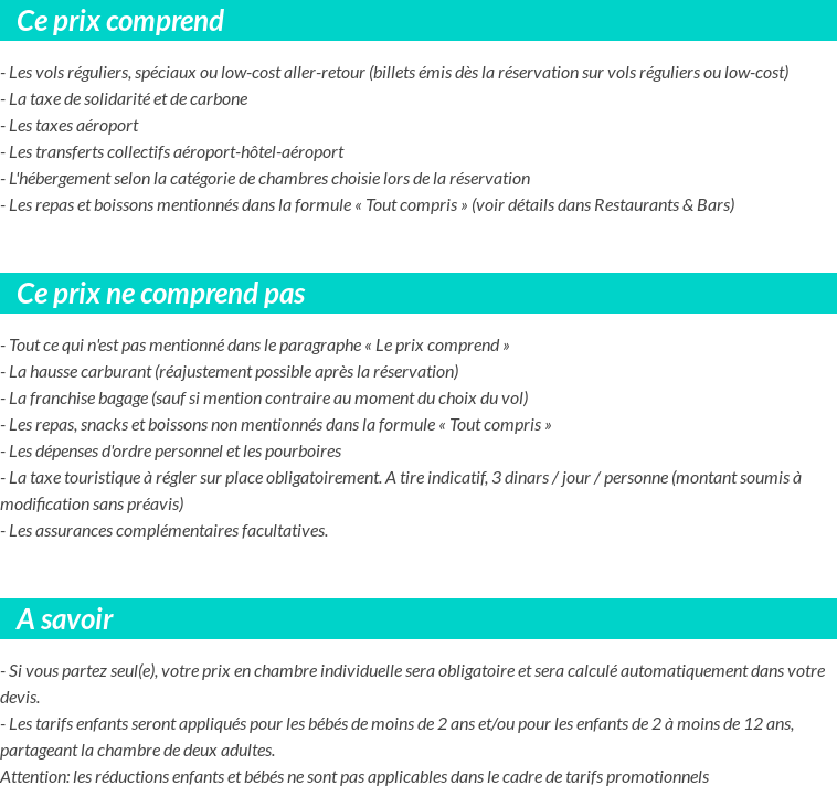 Conditions tarifaires