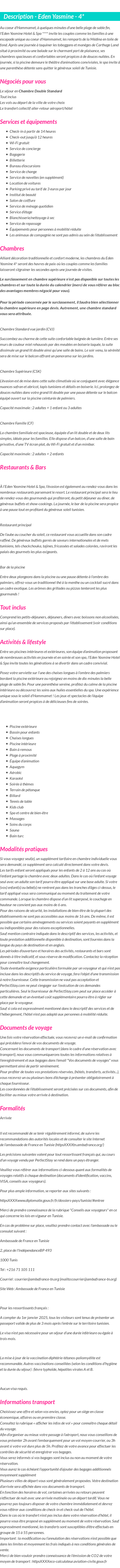 Détails du séjour