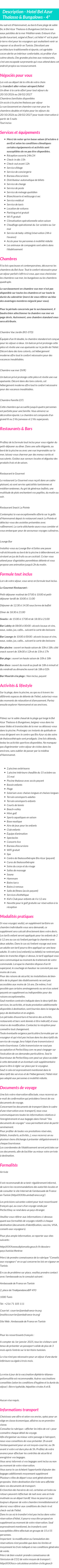 Détails du séjour