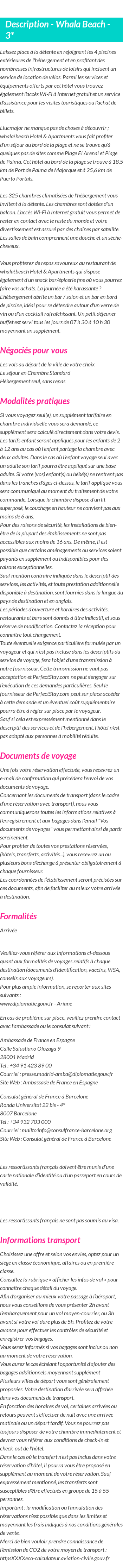 Détails du séjour
